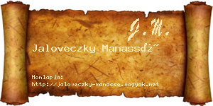 Jaloveczky Manassé névjegykártya